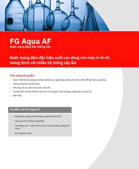 FG AQUA AF - Dung dịch nước máng không cồn, đậm đặc dùng cho in tờ rời