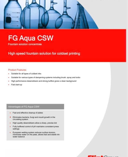 FG AQUA CSW - Dung dịch nước máng không cồn, đậm đặc dùng cho in cuộn coldset