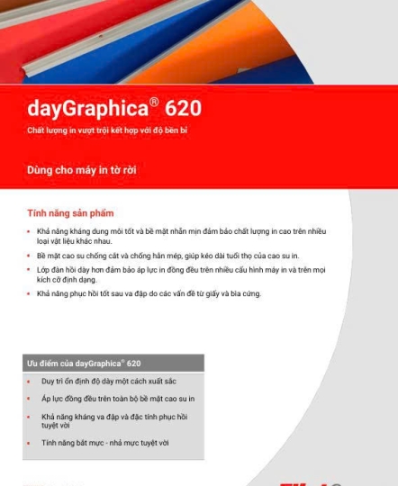 Cao su in dayGraphica® 620, sử dụng trong offset tờ rời, đặc biệt thiết kế chuyên cho in bao bì và thương phẩm