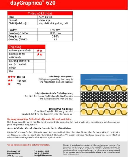 Cao su in dayGraphica® 620, sử dụng trong offset tờ rời, đặc biệt thiết kế chuyên cho in bao bì và thương phẩm