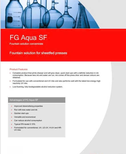 FG AQUA SF - Dung dịch nước máng có cồn, đậm đặc dùng cho in tờ rời